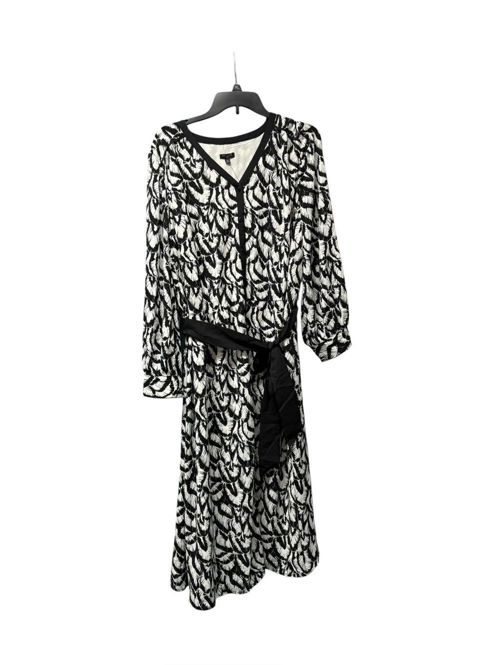 NWT Talbots Long Sleeve Dress in Black & White Ankle Length Size 18